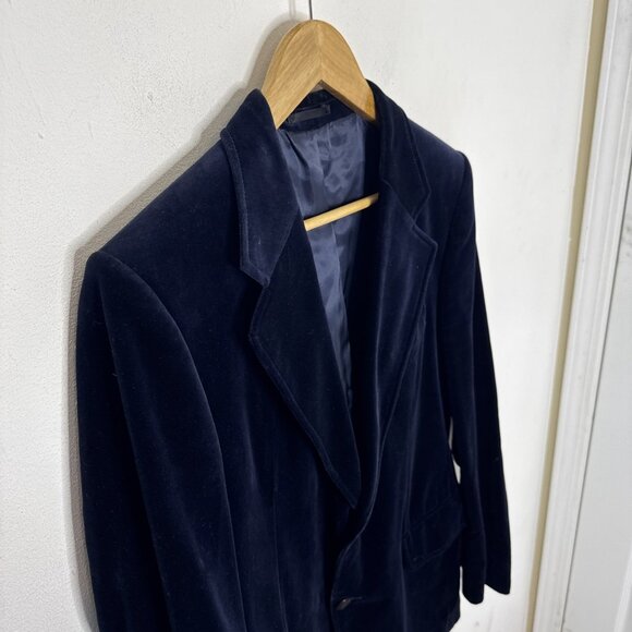 Vintage John Stephen Of London Limited Edition Men 38 Blue Velvet Blazer - Picture 3 of 9